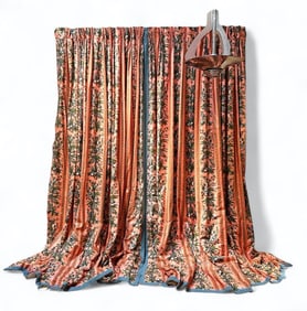 Pair of Vintage French Printed Cotton Drapery Panels