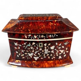 English Georgian or Regency Mother of Pearl Shell Tea Caddy