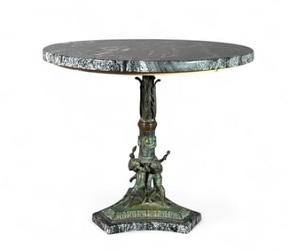 Figural Bronze and Granite Table