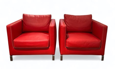 Pair of B & B Italia Leather Upholstered Armchairs