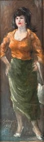 Clyde Singer Oil, "Girl in Orange and Green"
