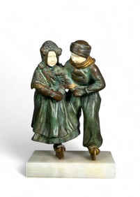 Louis Sosson Bronze Figure of Young Skaters