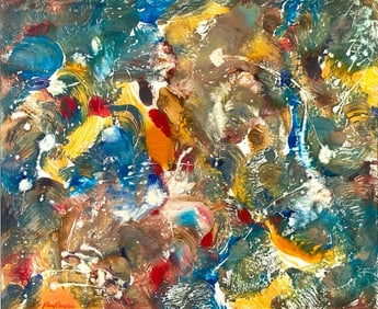 Clarence Van Duzer Monoprint, "Reflections on Nature"