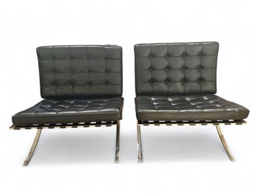 Pair of Barcelona Chairs Mies Van Der Rohe for Knoll