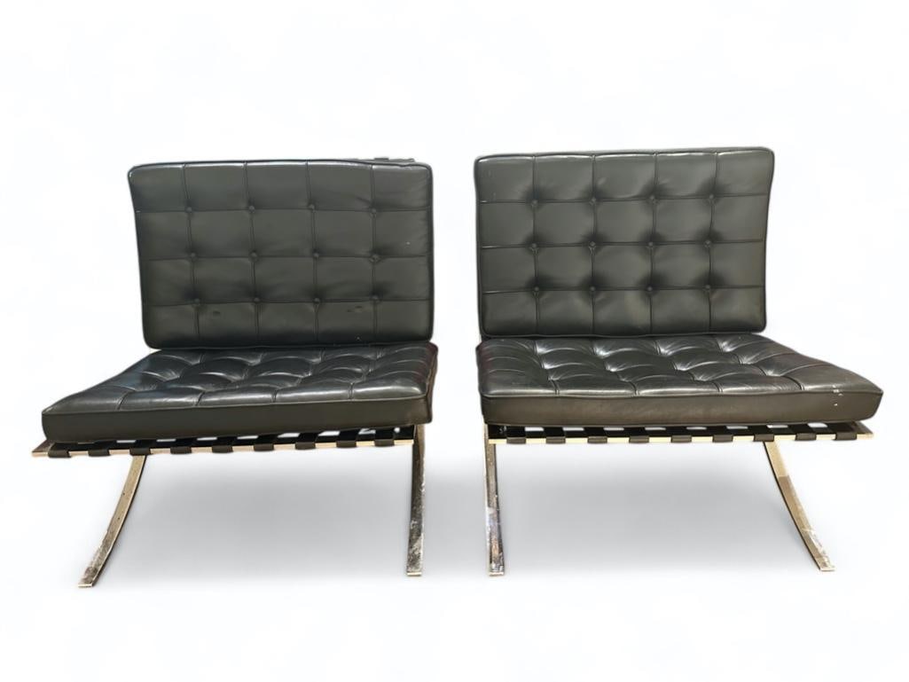 Pair of Barcelona Chairs Mies Van Der Rohe for Knoll (1 of 6)