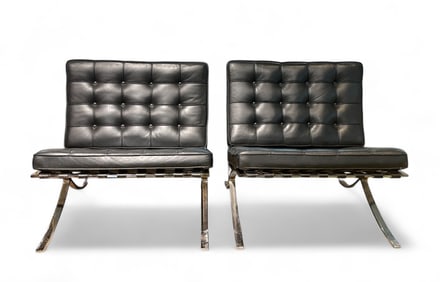 Pair of Barcelona Chairs Mies Van Der Rohe for Knoll