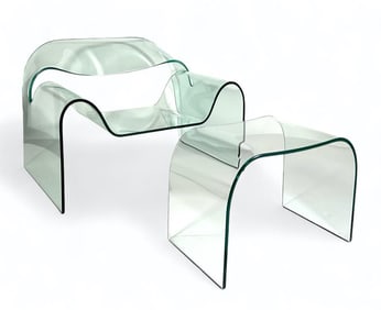 Cini Boeri Designed Ghost Chair and Ottoman for Fiam, Italy