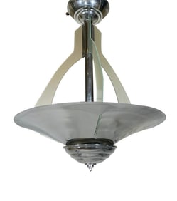 Machine Age Chrome and Glass Pendant Chandelier/ Light Fixture