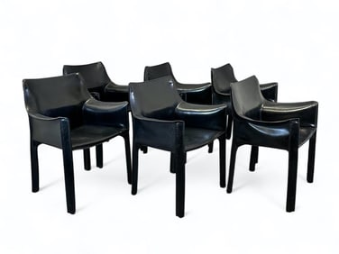 Set of Six Mario Bellini Design Cab Arm Chairs By Cassina