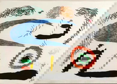 Joan Miro Lithograph, "Dormir Sous La Lune"