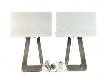 Pair of Pablo Designs Tube Top Acrylic Table Lamps