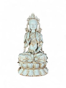 Large Chinese Ming Style Dehua Glazed Figure of a Guanyin, Modern