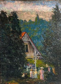 Louis Endres Oil, Fete in the Mountains