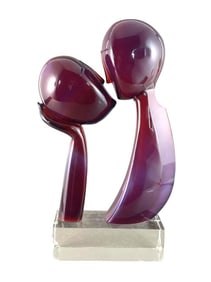 Loredano Rosin Art Glass Sculpture, "The Kiss"