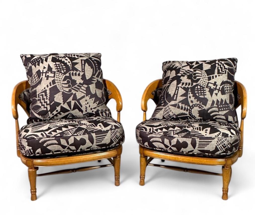Pair of Tomlinson of High Point Walnut Low Armchairs (1 of 7)