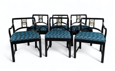 Set of Six Michael Taylor for Baker Furniture Ebonized Dining Chairs