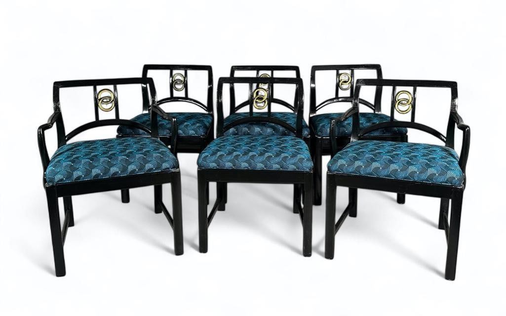 Set of Six Michael Taylor for Baker Furniture Ebonized Dining Chairs (1 of 15)
