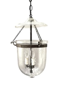 Georgian Style Engraved Glass Hanging Lantern