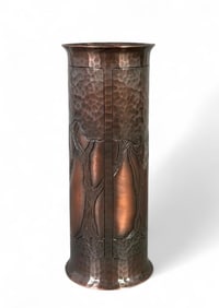 Roycroft Revival Copper Vase, Trees