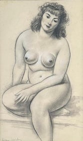 Eugene Speicher Drawing, "Seated Nude, Front View"