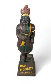 Cast Iron Old Honesty Cigar Store Indian Coin Bank