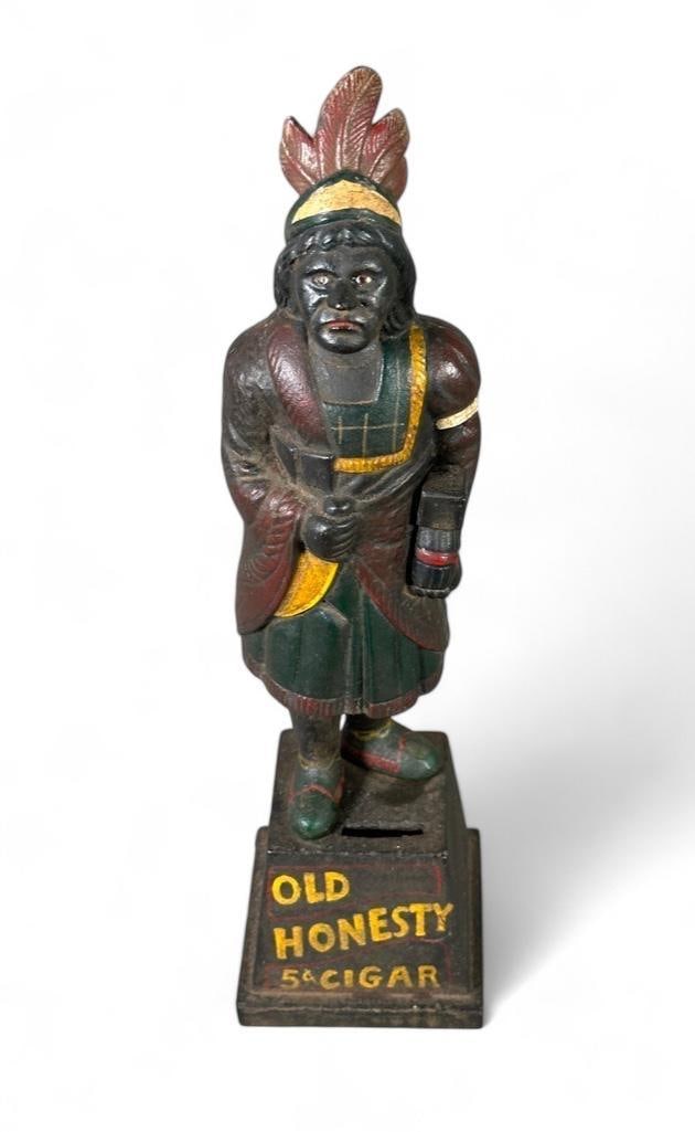 Cast Iron Old Honesty Cigar Store Indian Coin Bank (1 of 7)