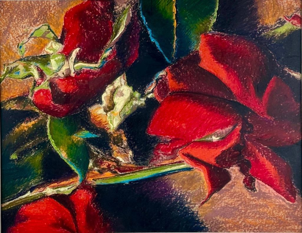 Lee Heinen Pastel, Exotic Flowers: Lee Heinen (American b.1937 ) Exotic Flowers, 1991, pastel on paper, signed and dated lower right, matted and framed. Dimensions: 21 x 27 in. image size, 34 x 40 in. as framed. Condition: Appears very