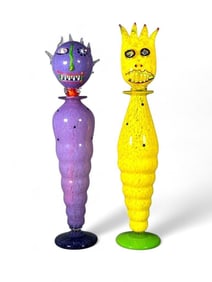 Two Art Glass Figural Stoppered Bottles