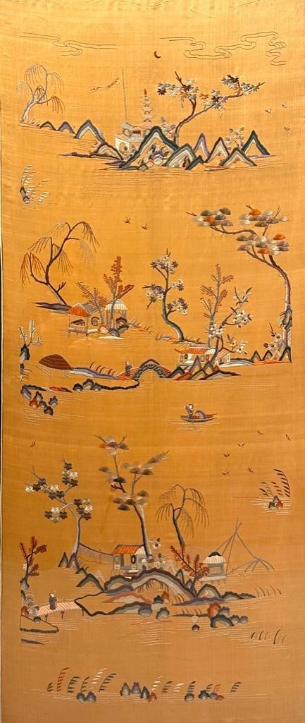 Framed Chinese Silk Embroidery Panel, River Landscape (1 of 14)