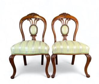 Pair of Edwardian Walnut Side Chairs, c.1890's