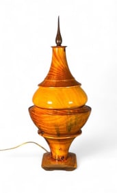 Billy Hall Turned Wood Lamp, Modern