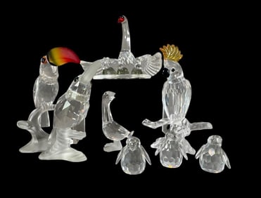 Lot of Assorted Swarovski Crystal Figures, Birds
