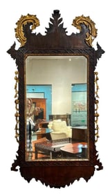 English George II Carved Mahogany and Parcel Gilt Wall Mirror, 18thc.