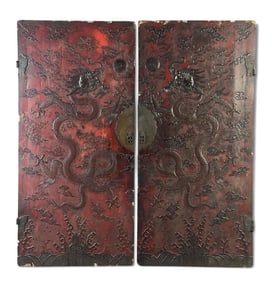 Pair of Chinese Lacquered Doors