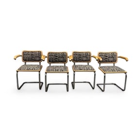 Four Marcel Breuer Designed Cesca Upholstered Armchairs