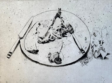 Joseph Goldyne Etching and Aquatint, "Dirty Dish"