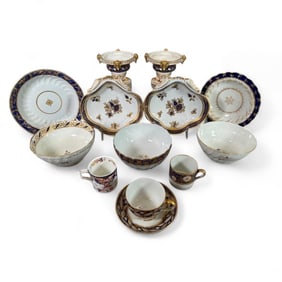 Assorted Lot of 19thc. English Blue and White Derby, Worcester and Other