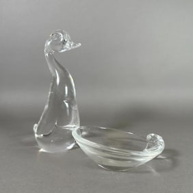 Two Steuben Glass Items, Duck and Bowl