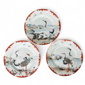 Three Japanese Flying Cranes Plates