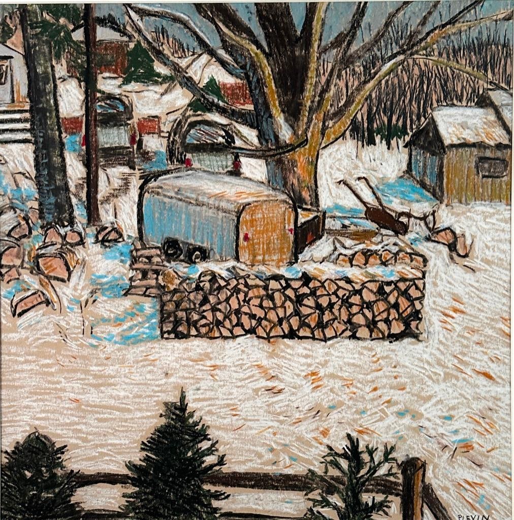 Gloria Plevin Pastel,  Ohio Yard in Snow (1 of 7)