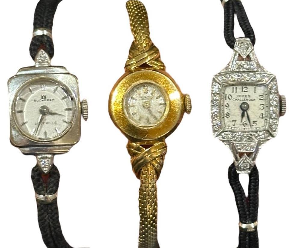 Three Vintage Dress Watches, Diamonds and Gold (1 of 5)