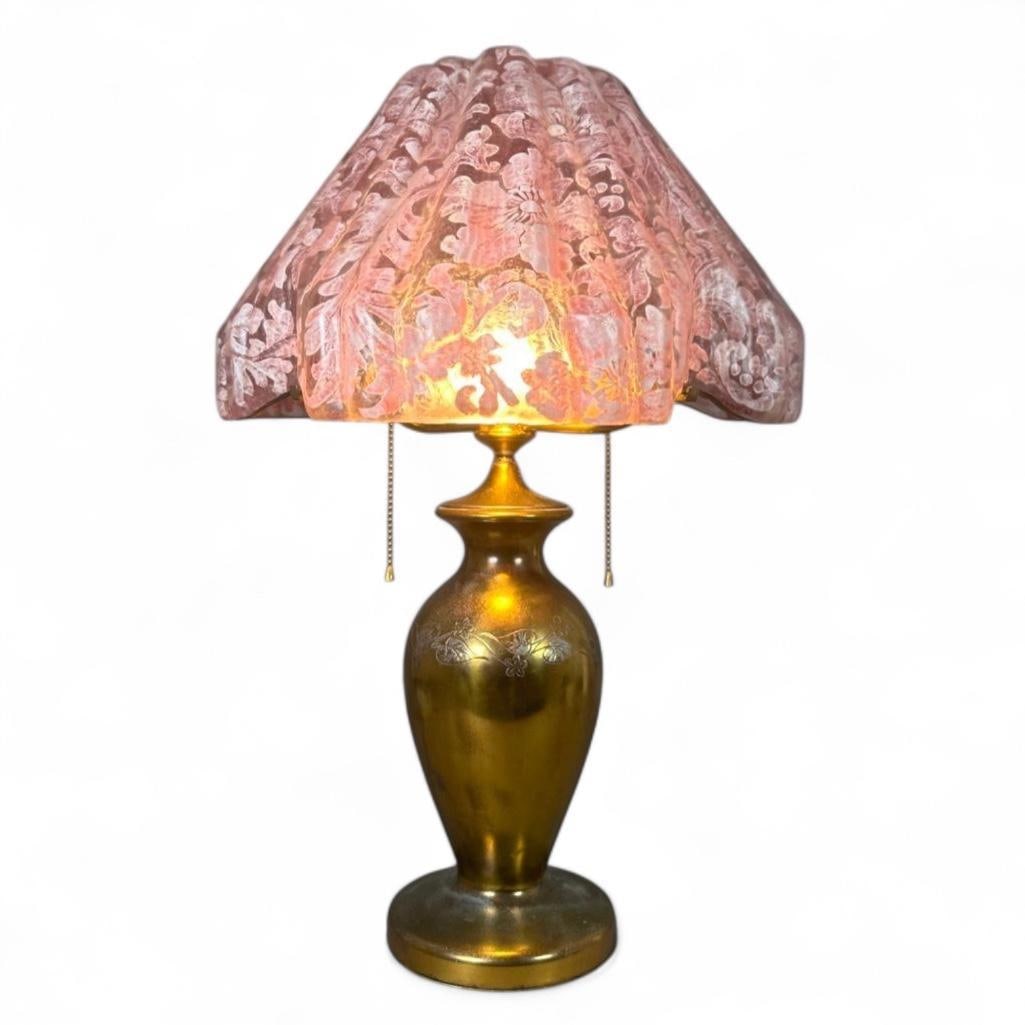 Pairpoint Reverse Painted Table Lamp, Floral Design (1 of 10)