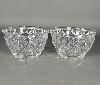 Two Tiffany & Co Glass Basket Weave Bowls