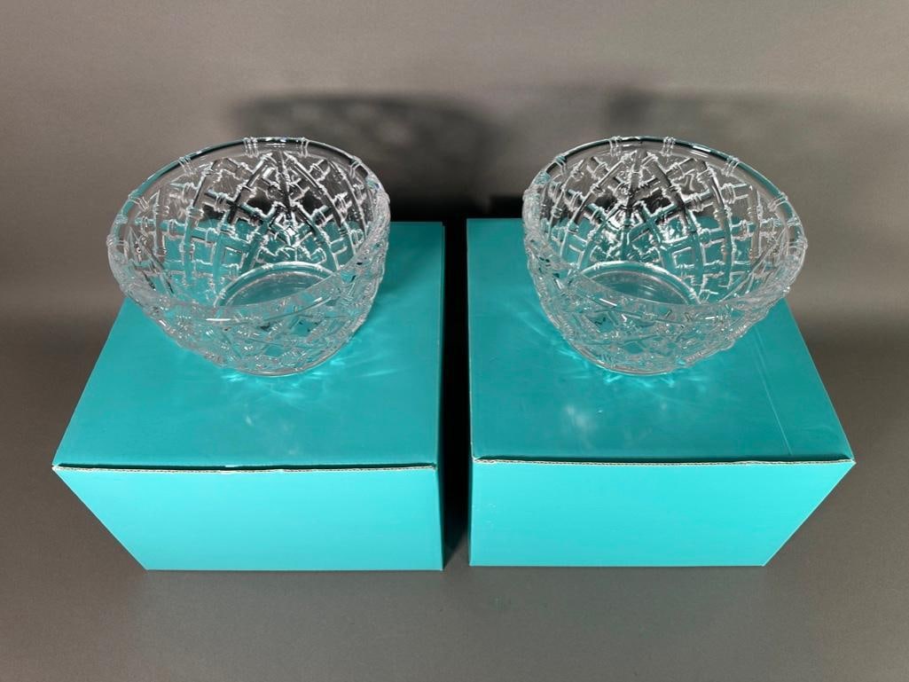 Two Large Tiffany & Co Crystal Bamboo Lattice Bowls (1 of 10)