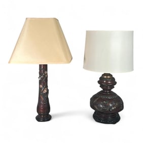 Two Chinese Champleve Lamps