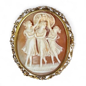 Carved Shell Cameo Brooch