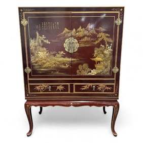Chinese Chinoiserie Bar Cabinet