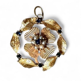 Sapphire and Pearl Pendant