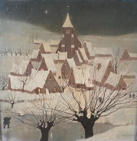 Nocturnal City Scape, Oil on Wood, Jemmy Van Hoboken