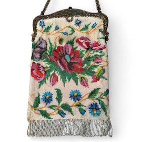 Antique Floral Beaded Purse, ca. 1925